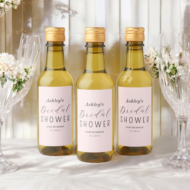 Bridal Shower Blush Pink Brunch Wine Label (Creator Uploaded)