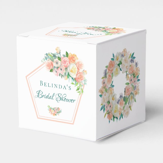 Bridal Shower blush pink floral geometric Favor Box (Front Side)