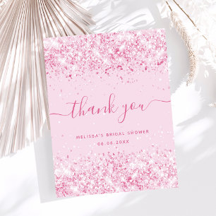Bridal Shower blush pink glitter thank you Postcard