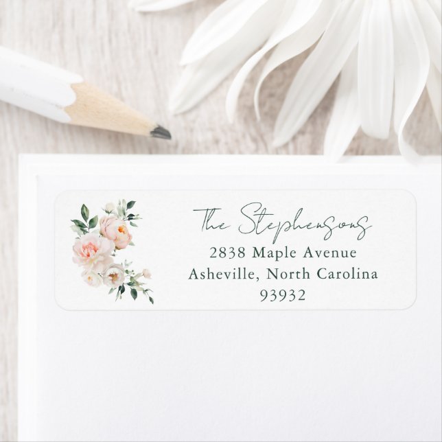 Bridal Shower Blush Pink Peony Return Address (Insitu)