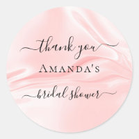Bridal Shower blush pink silk satin name thank you