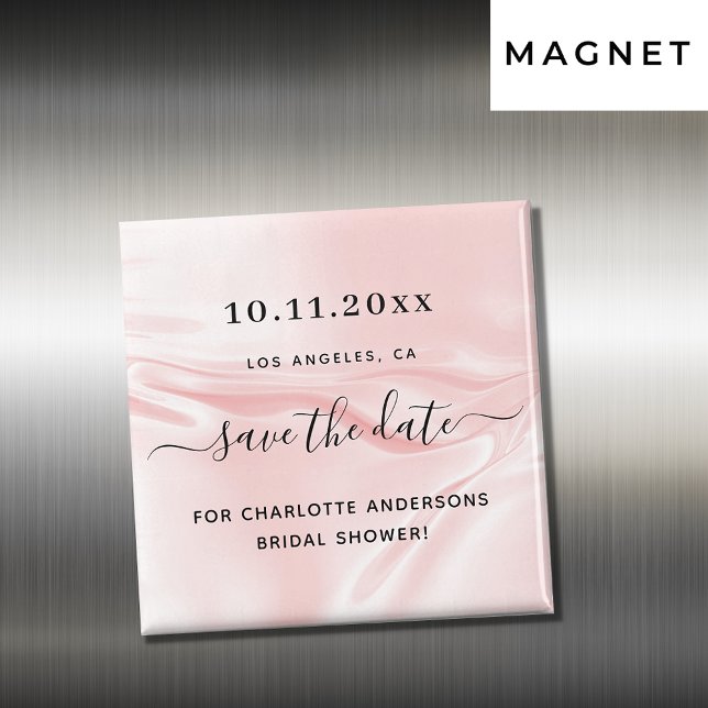 Bridal Shower blush pink silk satin save the date Magnet (Creator Uploaded)