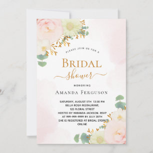 Bridal Shower blush pink watercolor florals chic