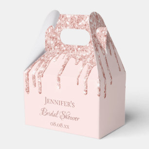 Bridal Shower blush rose gold drips name Favor Box