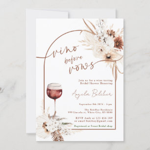 Bridal Shower Boho pampas Grass and Wine Invitation
