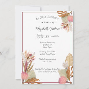 Bridal Shower Boho Terracotta Palm Grass Invitatio Invitation