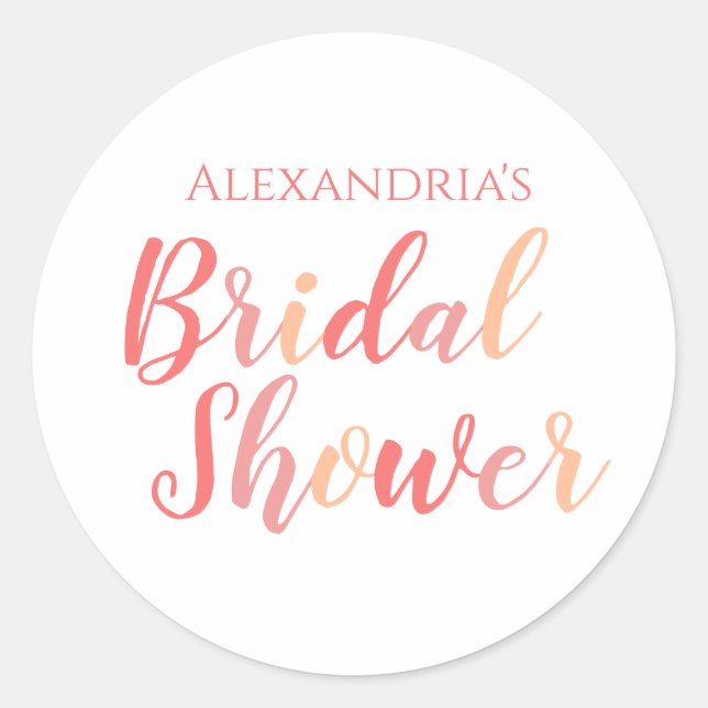 Bridal Shower Boho Typography Party Classic Round Sticker (Front)