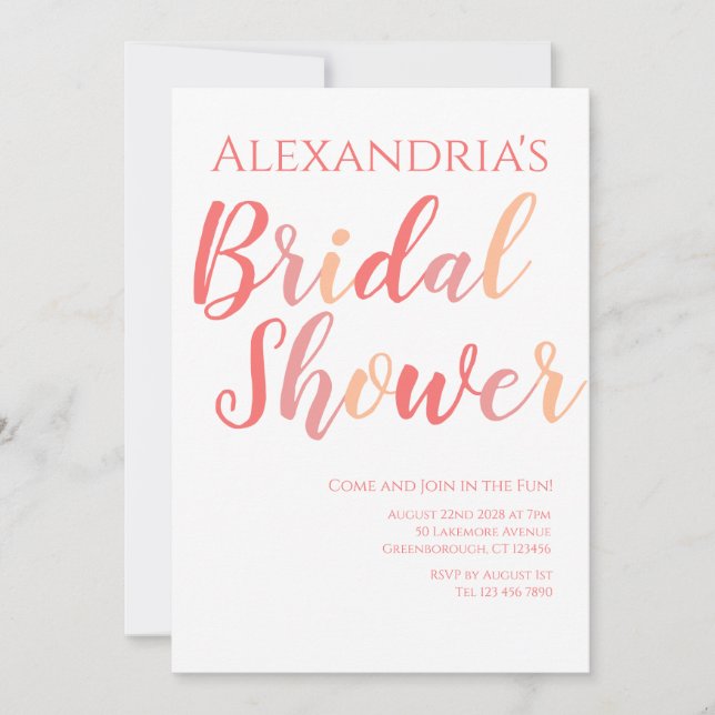 Bridal Shower Boho Typography Party Invitation (Front)