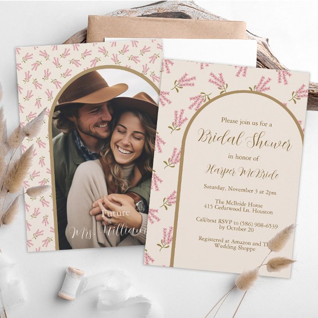 Bridal Shower Botanical Cute Wildflower Photo Boho Invitation (Creator Uploaded)