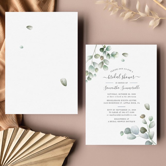 Bridal Shower Botanical Eucalyptus Greenery Script Invitation (Creator Uploaded)