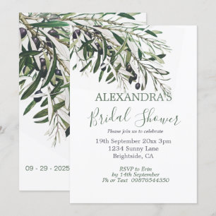 Bridal Shower Botanical Italian Green Olive Branch Invitation