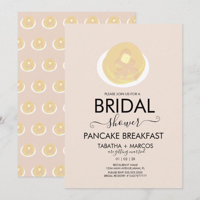 Bridal Shower Breakfast Pancakes Brunch Invitation (Front/Back)