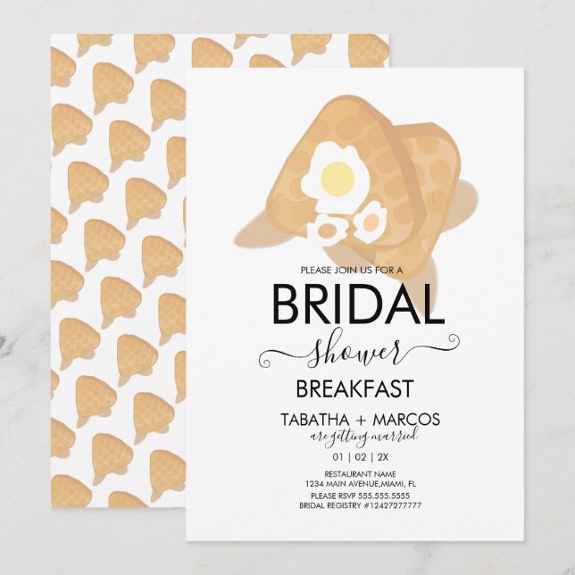 Bridal Shower Breakfast Waffles Brunch Eggs Invitation (Front/Back)