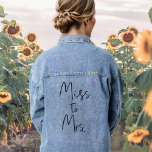 Bridal Shower Bride Miss to Mrs. Denim Jacket<br><div class="desc">Miss to Mrs. bride's denim jacket. Bridal shower apparel with a modern and minimal style. Personalize it by clicking the button to edit the design.</div>