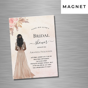 Bridal shower bride rose gold blush pampas luxury magnetic invitation