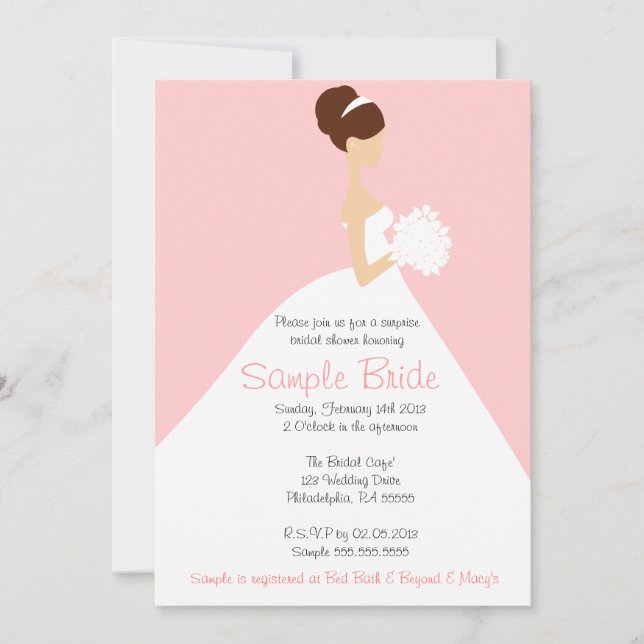 Bridal Shower Brown Hair Bride Invitation (Front)