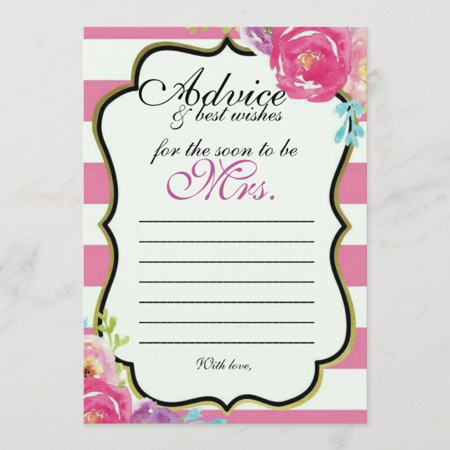 Bridal Shower Brunch Advice card (Front)