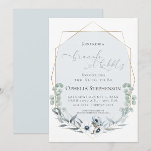 BRIDAL SHOWER   Brunch & Bubbly Dusty Blue Floral Invitation