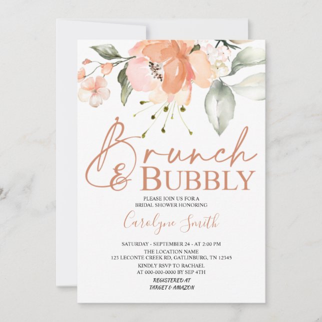 Bridal Shower Brunch & Bubbly Invitation (Front)