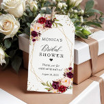 Bridal Shower Burgundy Red Floral Gold Frame Gift Tags<br><div class="desc">Customize this "Burgundy Red Floral Gold Frame Bridal Shower Thank You Gift Tag" to add a special touch. It's a perfect addition to match your colours and styles. (1) For further customization, please click the "customize further" link and use our design tool to modify this template. (2) If you need...</div>