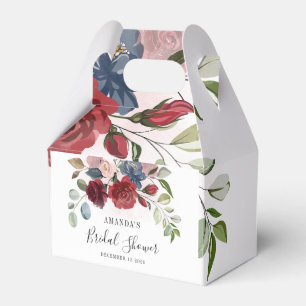 Bridal Shower Burgundy Rustic Floral Custom Favor Box