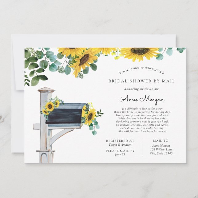 Bridal Shower by Mail Sunflowers in Mailbox Invitation (Front)