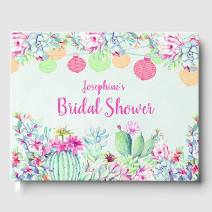Bridal Shower Cactus Succulents Lanterns  Guest Book