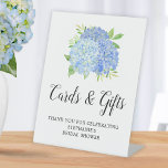 Bridal Shower Cards Gifts Blue Hydrangea Botanical Pedestal Sign<br><div class="desc">This bridal shower sign features a blue hydrangea bouquet watercolor floral design with modern script typography. Personalize it with your text. Matching bridal shower products available.</div>