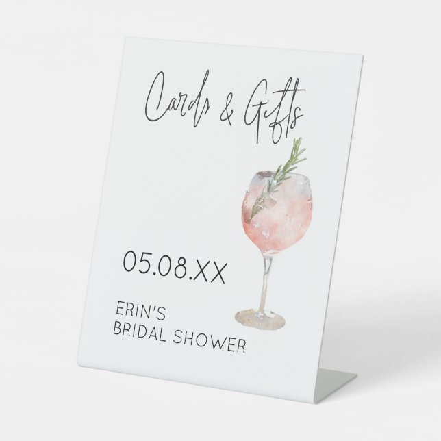 Bridal Shower Cards & Gifts Poster Wine Theme Pedestal Sign (Front)