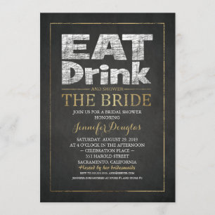 Bridal Shower Chalkboard Gold Effect Funny Vintage Invitation