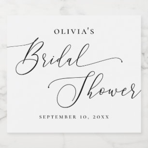 Bridal Shower Champagne   Elegant Minimal Script Sparkling Wine Label