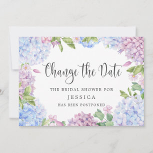 Bridal Shower Change of Plans Blue Hydrangeas Invitation