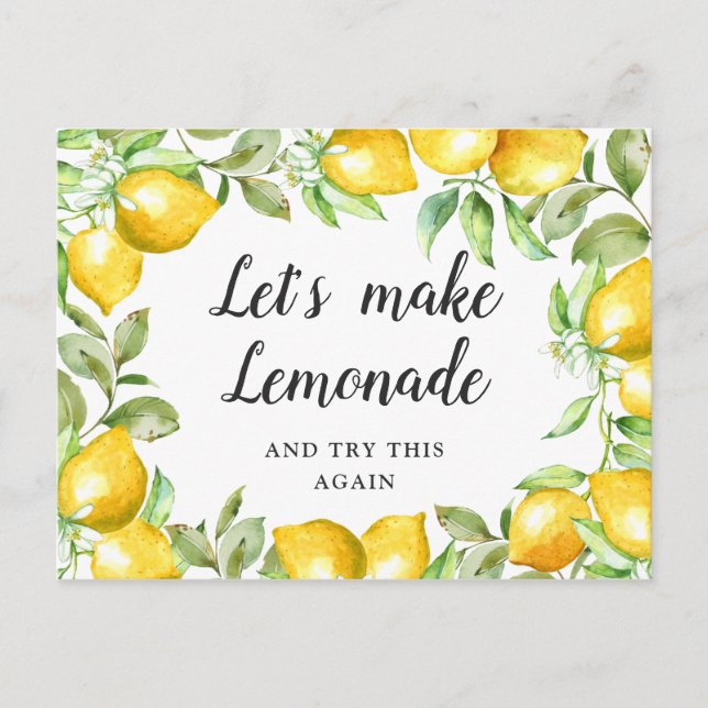 Bridal Shower Change the Date Lemons Blossom Green Postcard (Front)