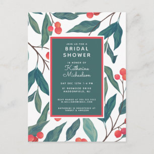 BRIDAL SHOWER   Christmas Holiday Floral Postcard