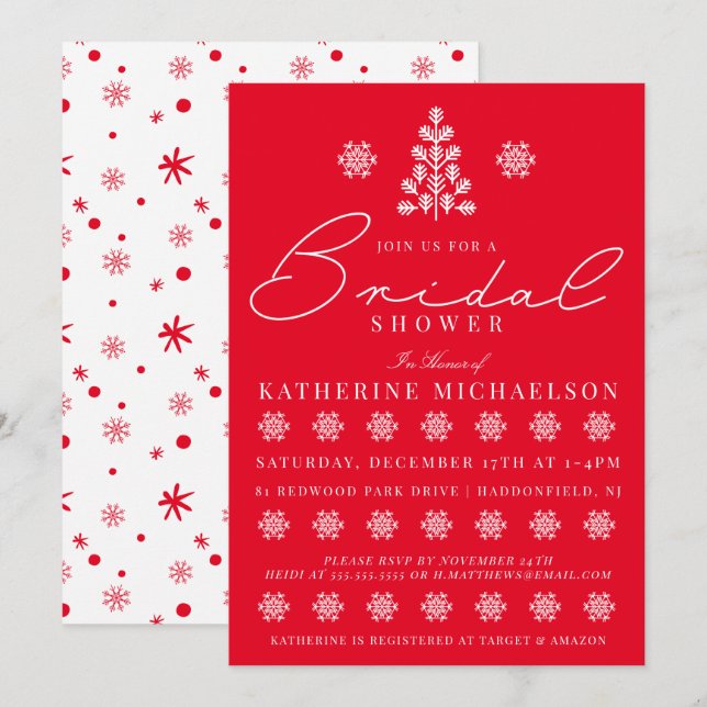 BRIDAL SHOWER | Christmas Tree Snowflakes Invitation (Front/Back)