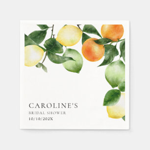 Bridal Shower Citrus Fruit Watercolor Napkin