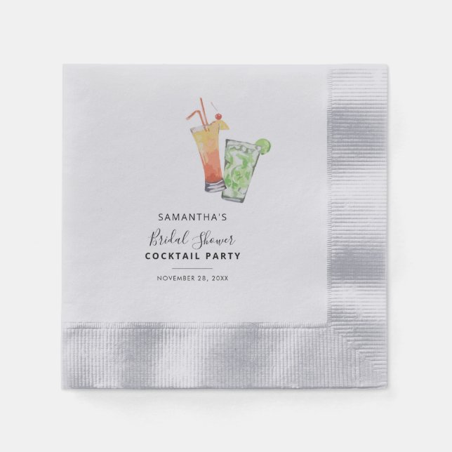 Bridal Shower Cocktail Party Modern Party Paper Napkin (Front)