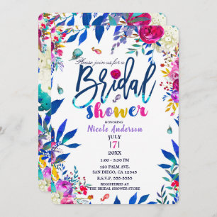 Bridal Shower Colourful Bright Bold Floral Flowers Invitation