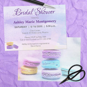 Bridal Shower Colourful Watercolor Macaron Treats Invitation