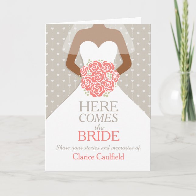 Bridal shower coral memories keepsake card (Front)