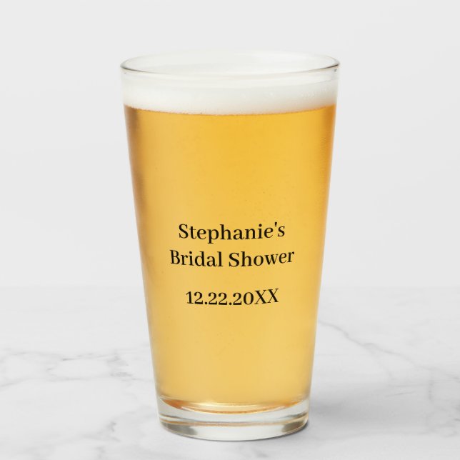 Bridal Shower Custom Name Wedding Gift Party Favou Glass (Front Filled)