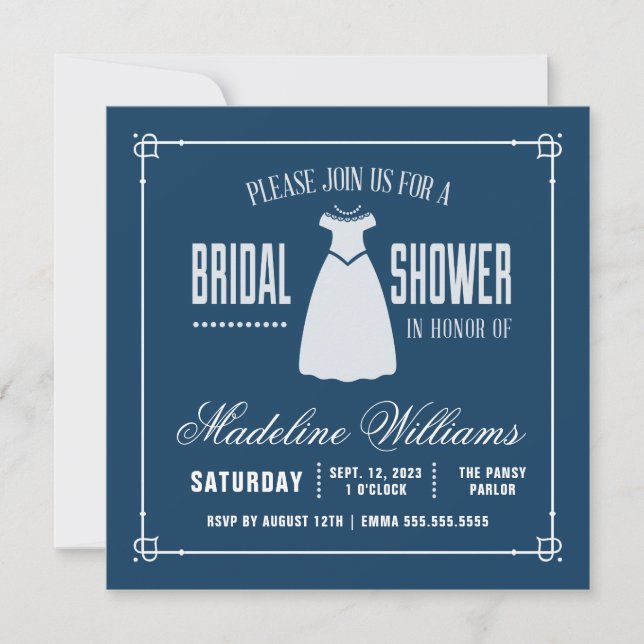 Bridal Shower | Cute Little White Dress Invitation (Front)