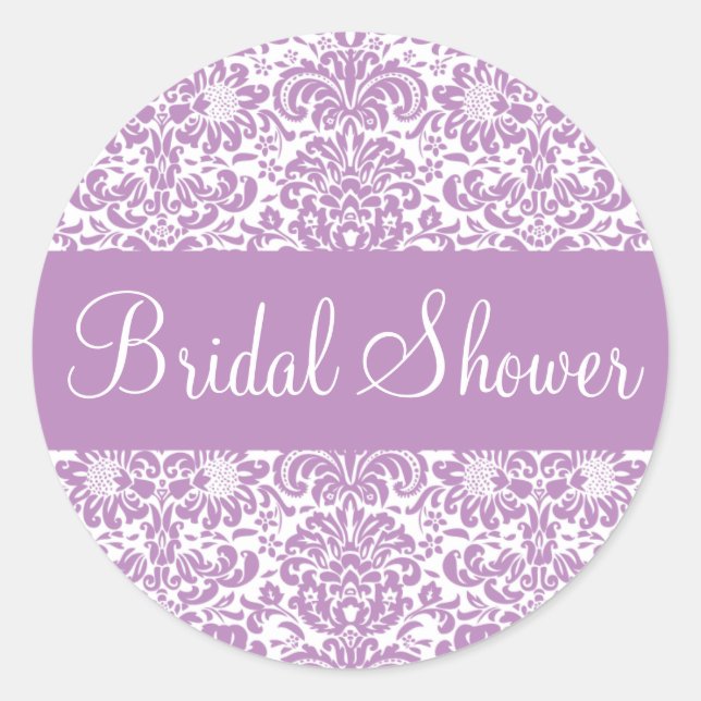Bridal Shower Damask Envelope Sticker Seal (Front)