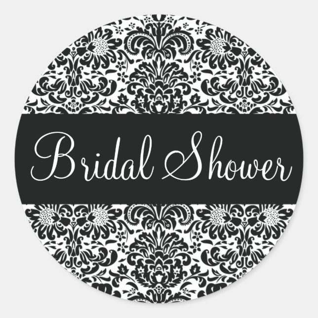 Bridal Shower Damask Envelope Sticker Seal (Front)