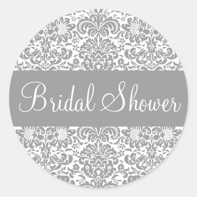 Bridal Shower Damask Envelope Sticker Seal (Front)