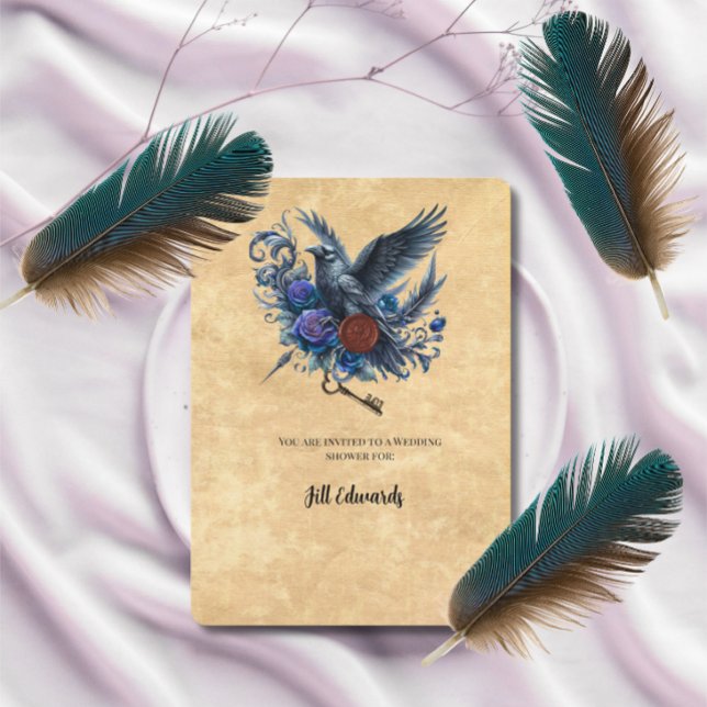 Bridal Shower Dark Academia Raven Clockwork  Invitation (Creator Uploaded)