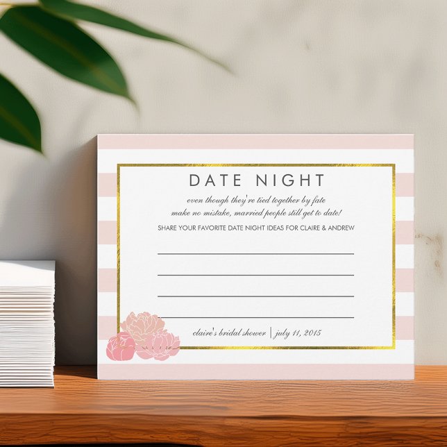 Bridal Shower Date Night Cards | Pink Stripe Peony (Creator Uploaded)