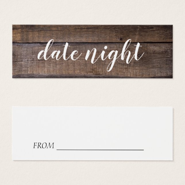 Bridal Shower Date Night Rustic Wood Cards (Front & Back)