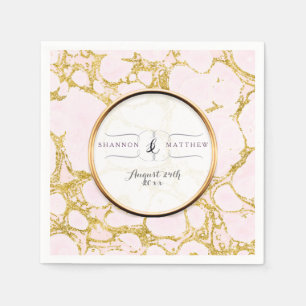 Bridal Shower Decor Rose Gold Marble Faux Glitter Napkin