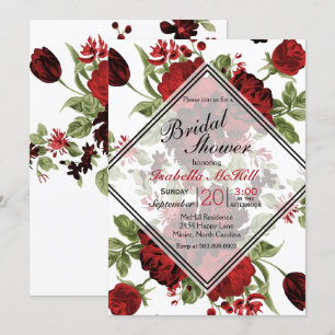 Bridal Shower - Deep Red Roses Invitation